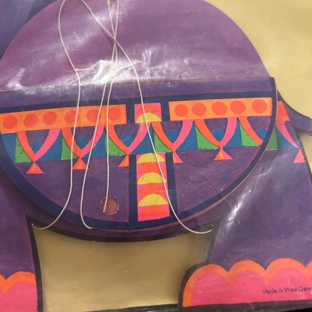 VTG Honeycomb Paper Elephant hanging decoration. Made in West Germany. 1960s